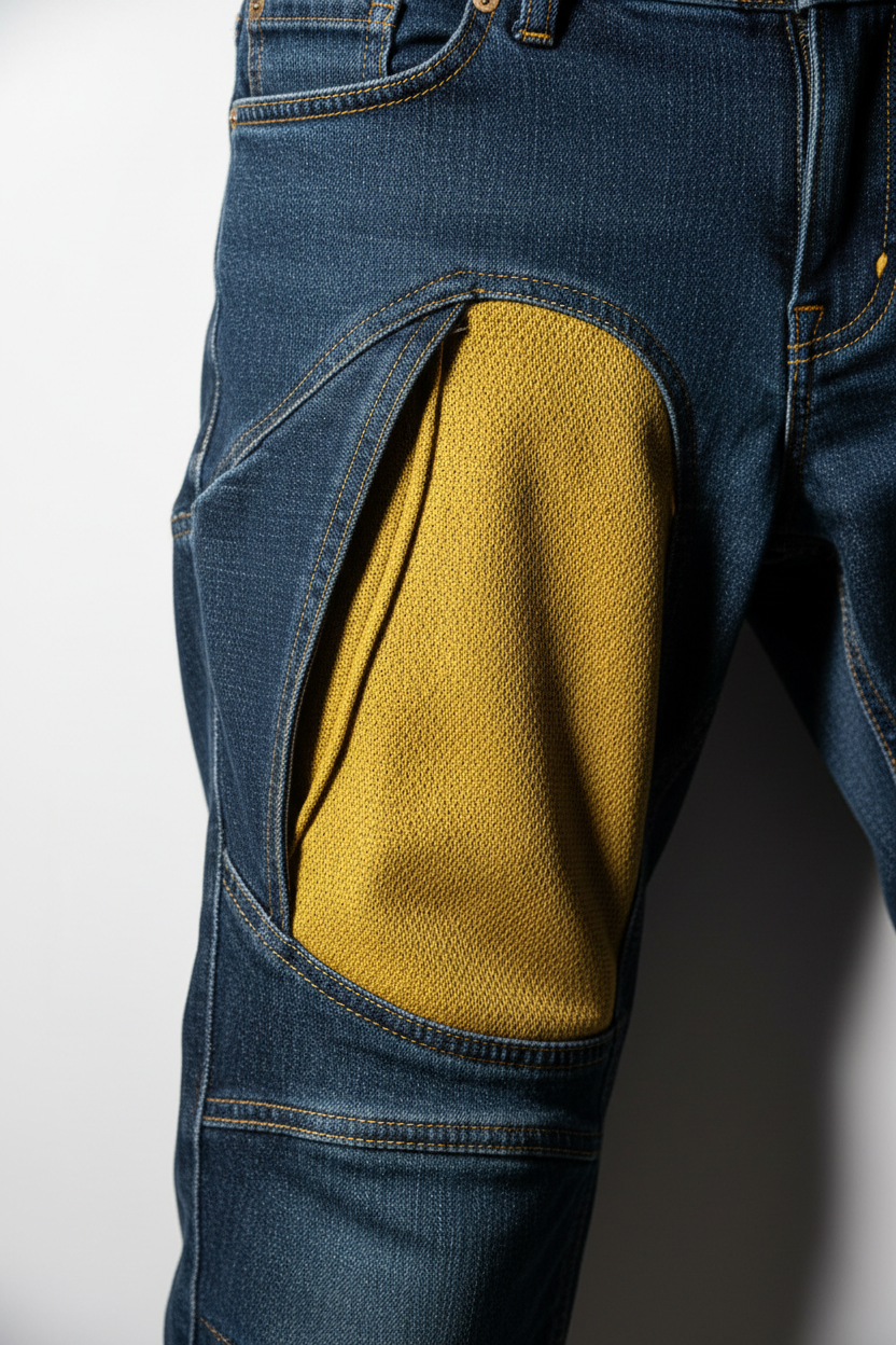 Close-up Lining & Stitching – Kevlar Riding Jeans