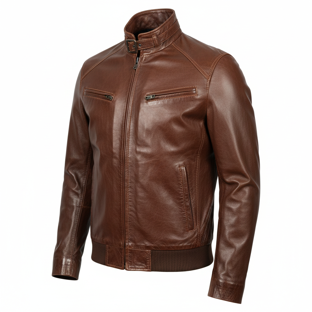 Men's Casual Goatskin Leather Jacket | Lightweight & Durable | Made to Measure