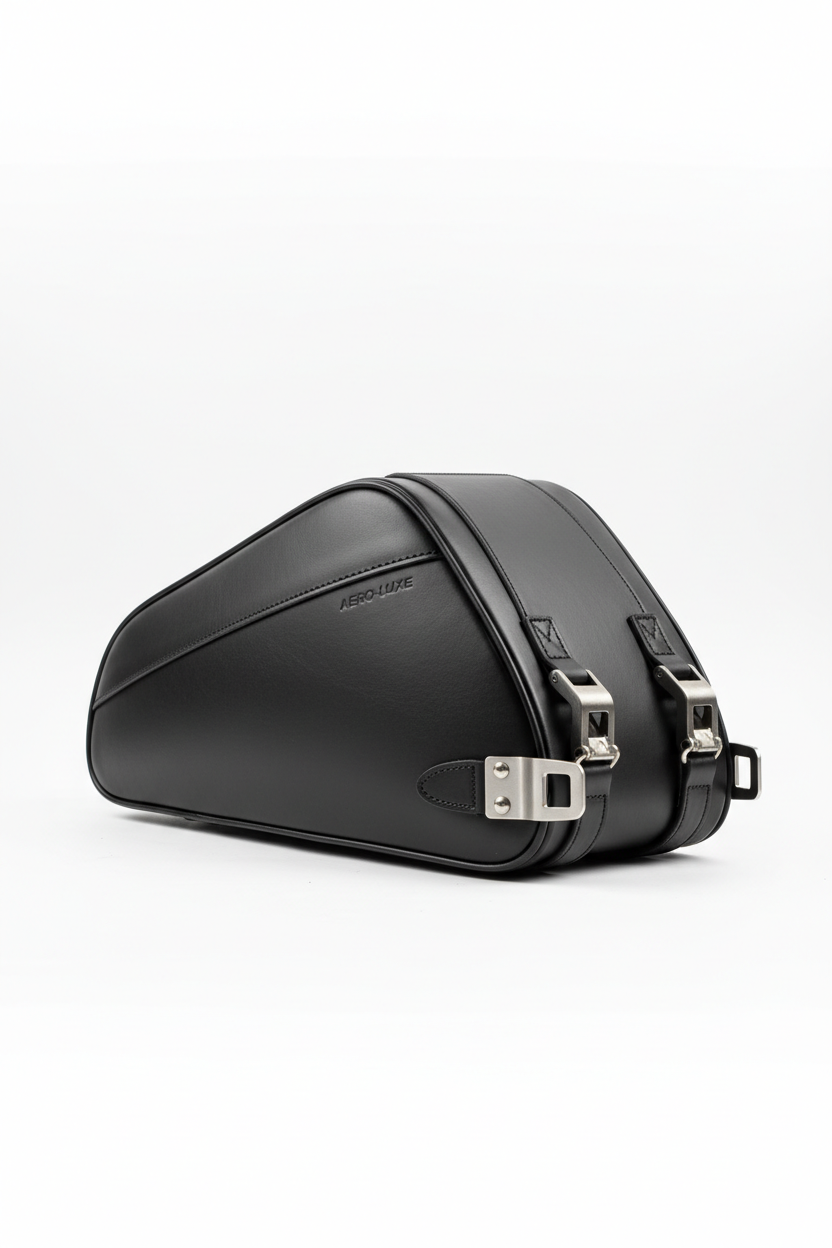 Custom Racer Motorcycle Saddlebag - 3/4 Rear Angle