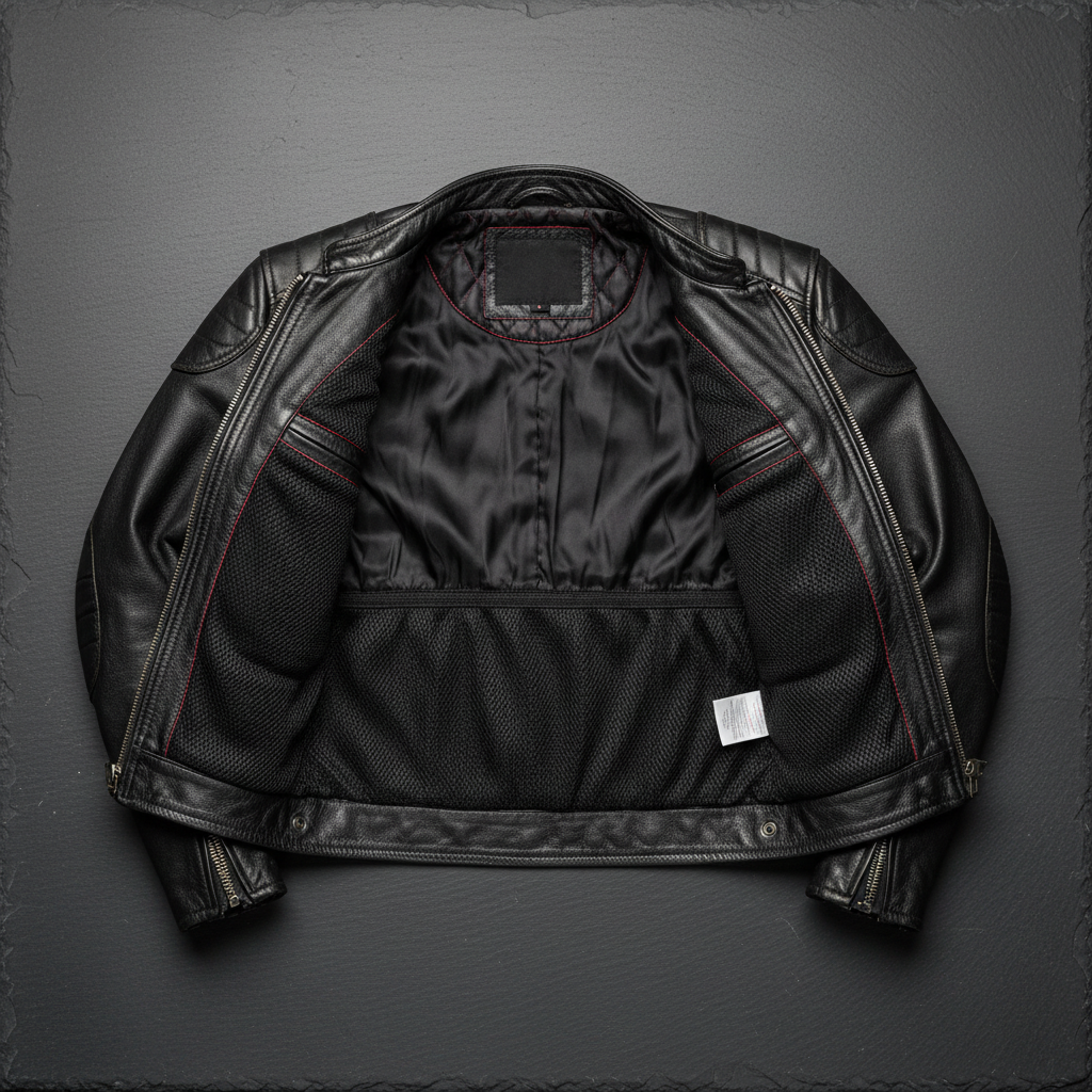 Flat lay - Women's Leather Motorcycle Jacket