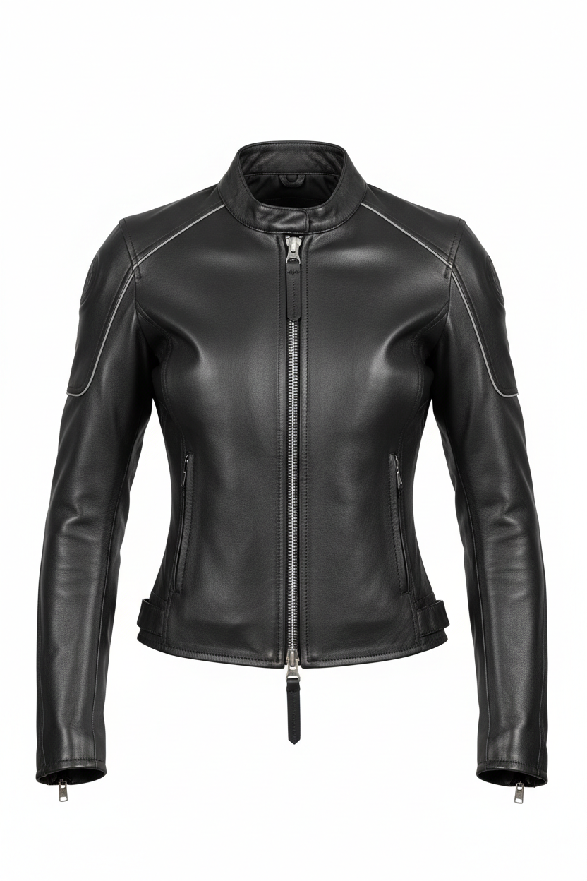 Front view - Women's Leather Motorcycle Jacket