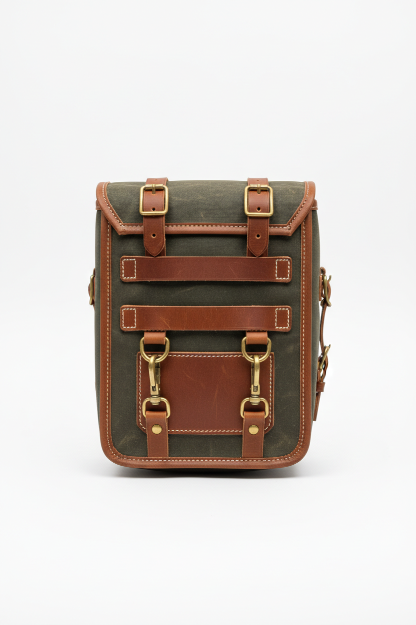 Custom Retro Mini Motorcycle Saddlebag - Full Back View