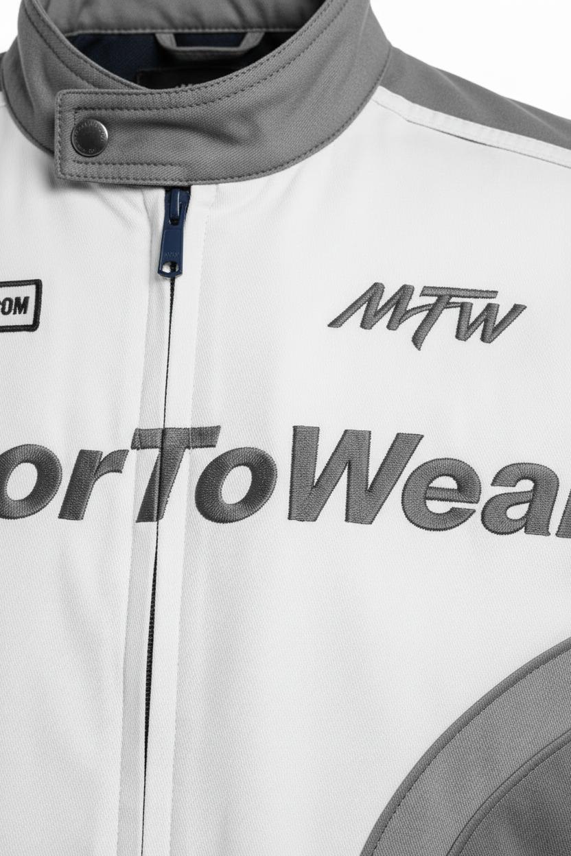 MotorToWear Racing Jacket Chest Detail Close-Up