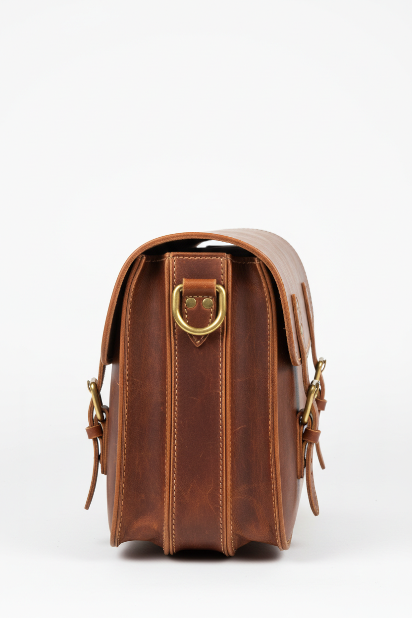 Custom Retro Super Motorcycle Saddlebag - Side Profile