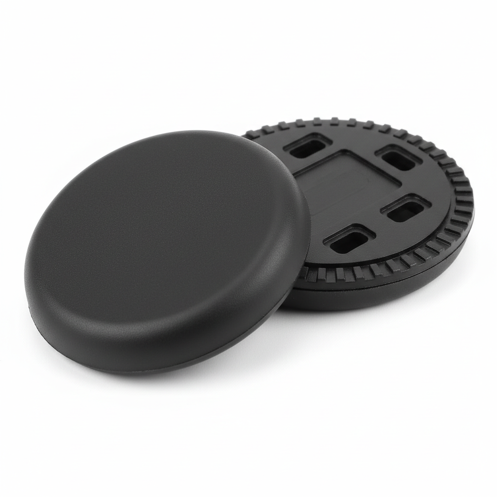 Close-up of plain fastening and edge detail on motorcycle knee slider replacement puck