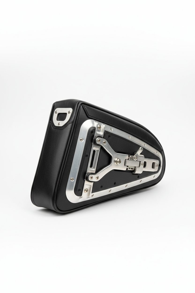 Custom Racer Motorcycle Saddlebag - Back Mounting View