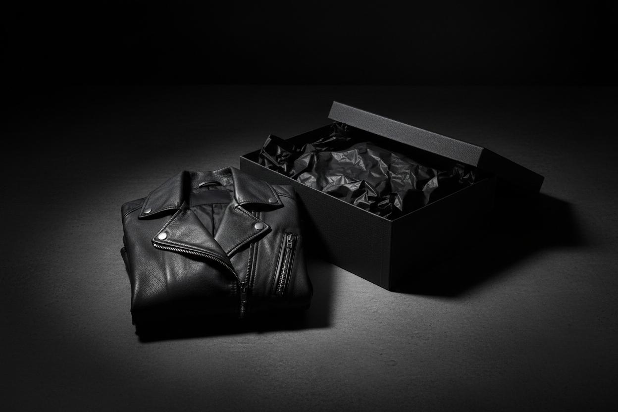 Packaging group shot - Women's Leather Motorcycle Jacket