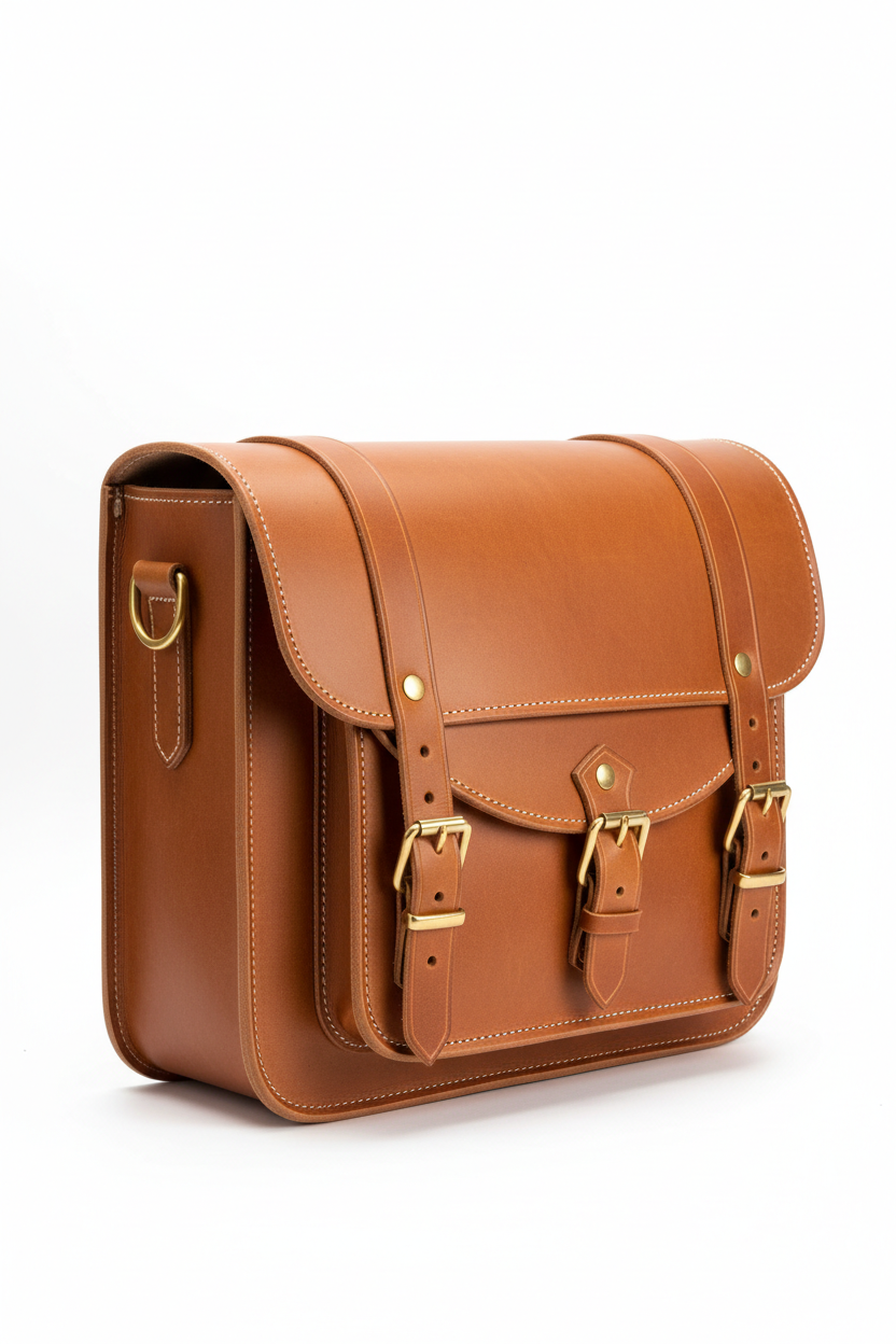 Custom Retro Super Motorcycle Saddlebag - 3/4 Front Angle