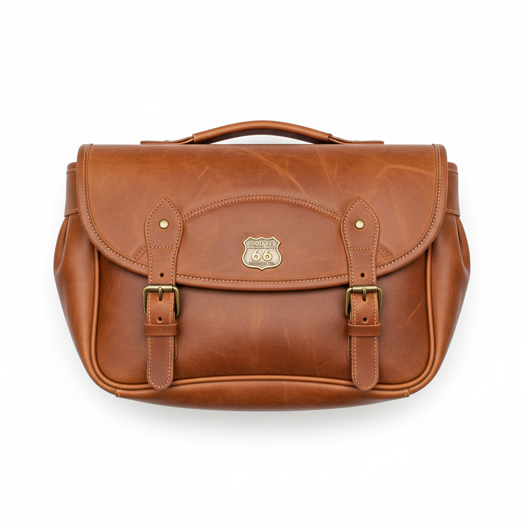 Custom Retro Super Motorcycle Saddlebag - Flat Lay Overhead