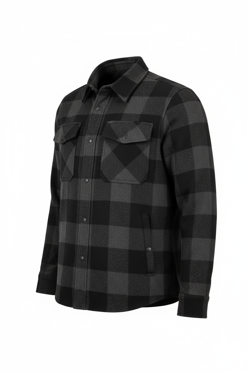 Unbranded black and charcoal motorcycle protective riding shirt right side view on white background