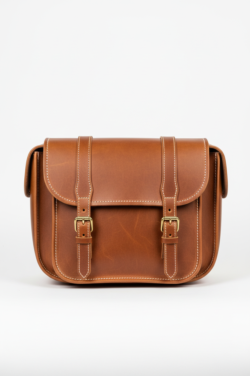 Custom Retro Super Motorcycle Saddlebag - Full Front View