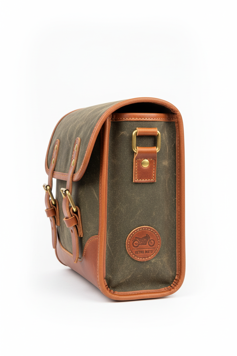 Custom Retro Mini Motorcycle Saddlebag - Left Side Profile
