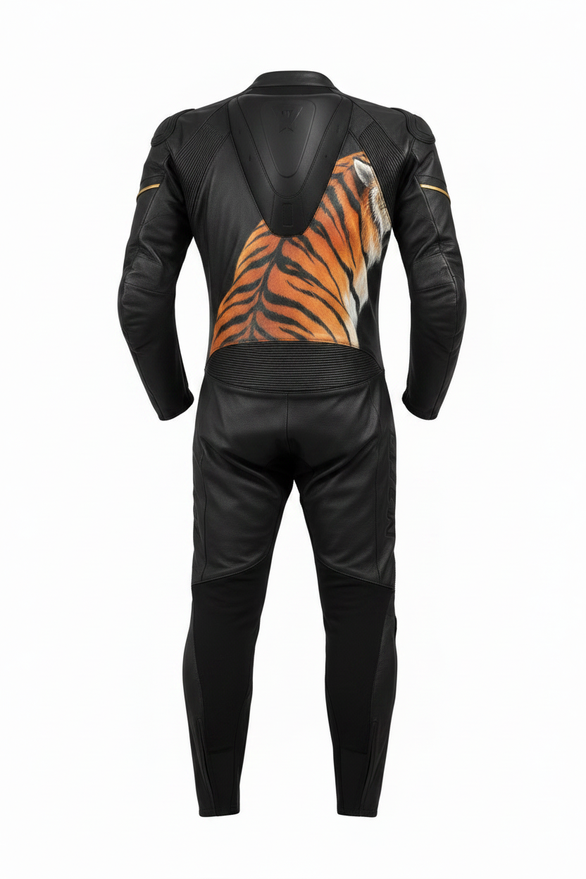 Signature Design Racing Suit Back View — Tiger — MotorToWear