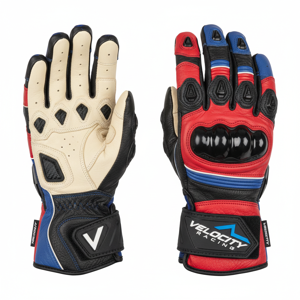 Custom full gauntlet racing gloves front view pair