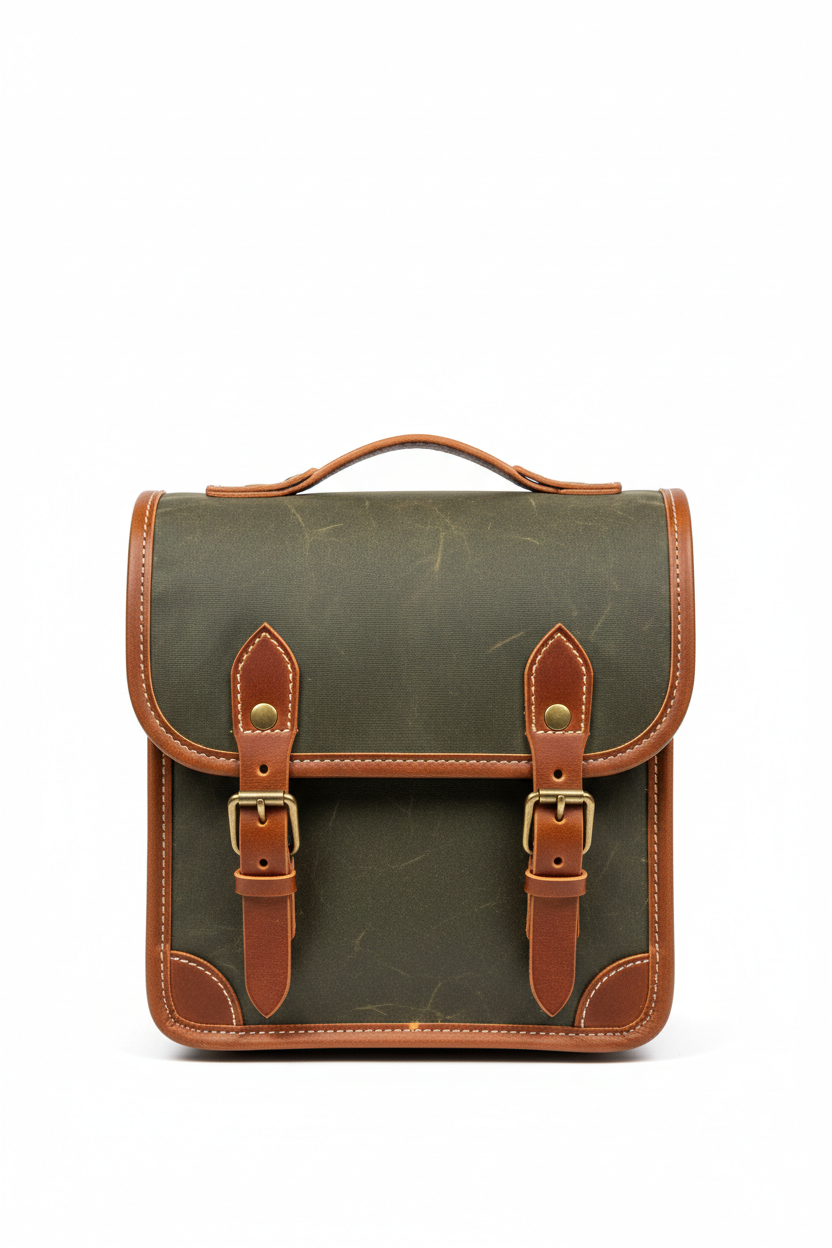 Custom Retro Mini Motorcycle Saddlebag - Full Front View