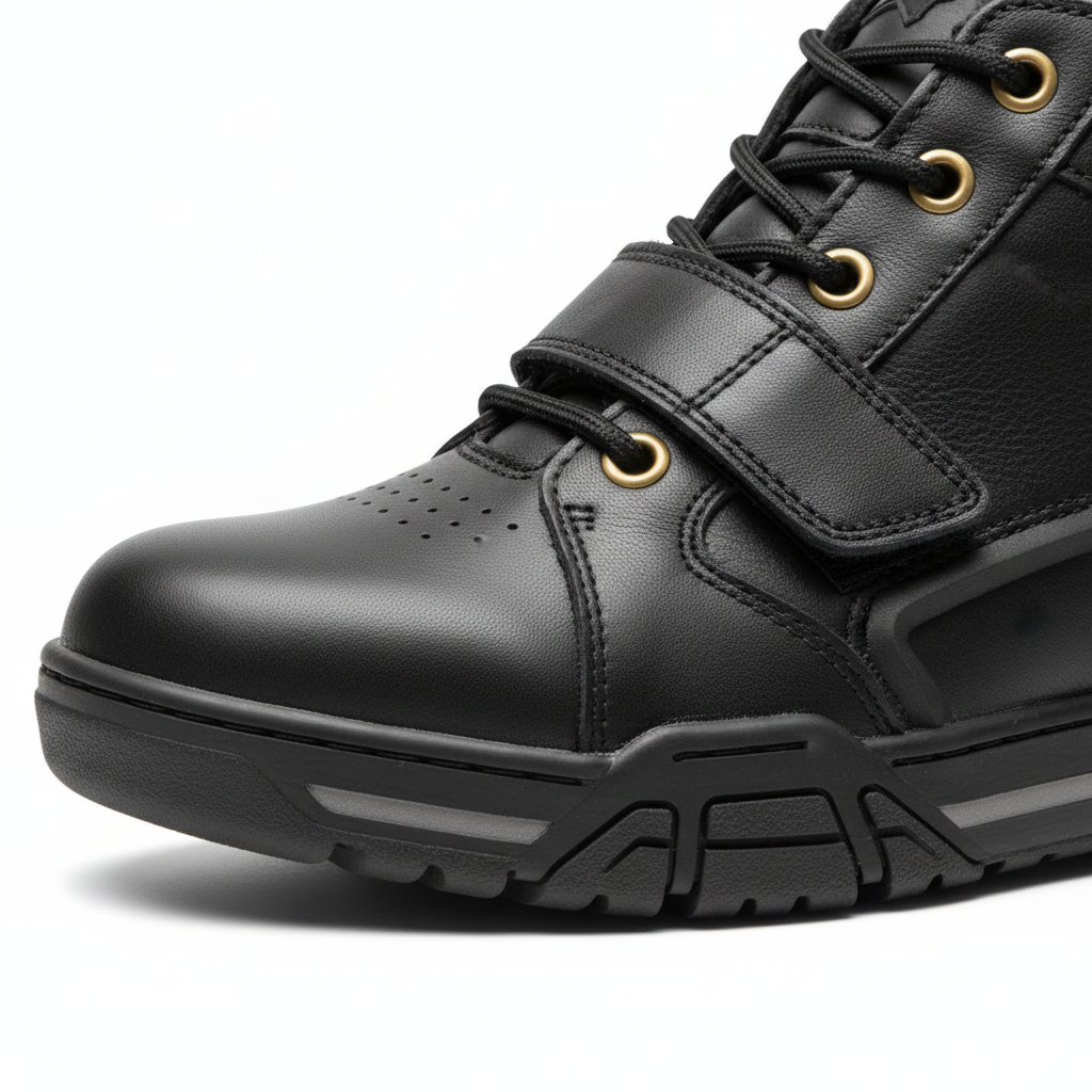 Custom Urban Motorcycle Riding Shoes - Hardware & Sole Detail