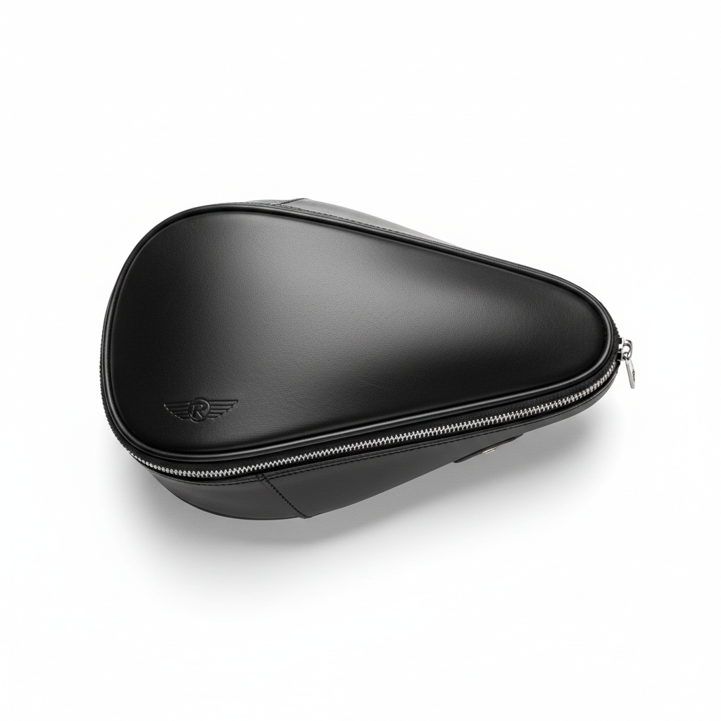 Custom Racer Motorcycle Saddlebag - Flat Lay Overhead