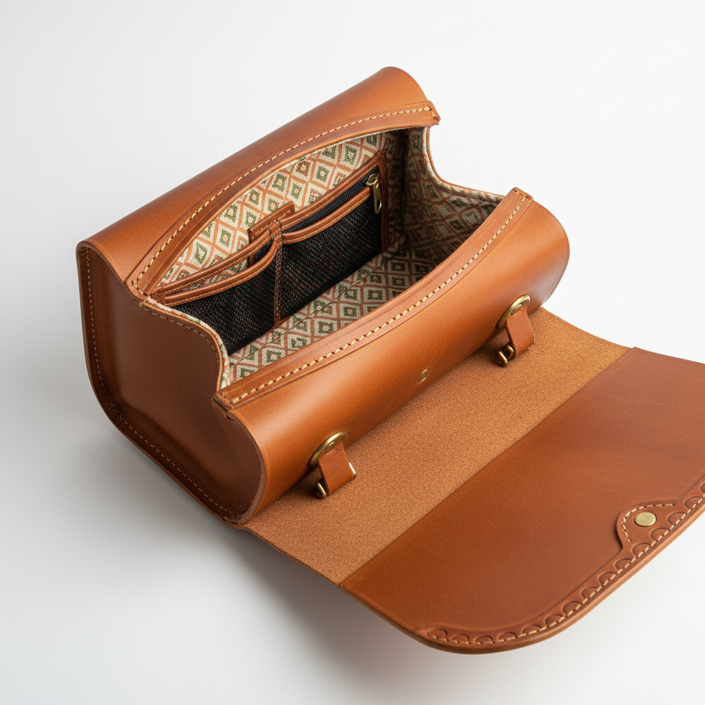 Custom Retro Mini Motorcycle Saddlebag - Interior Detail