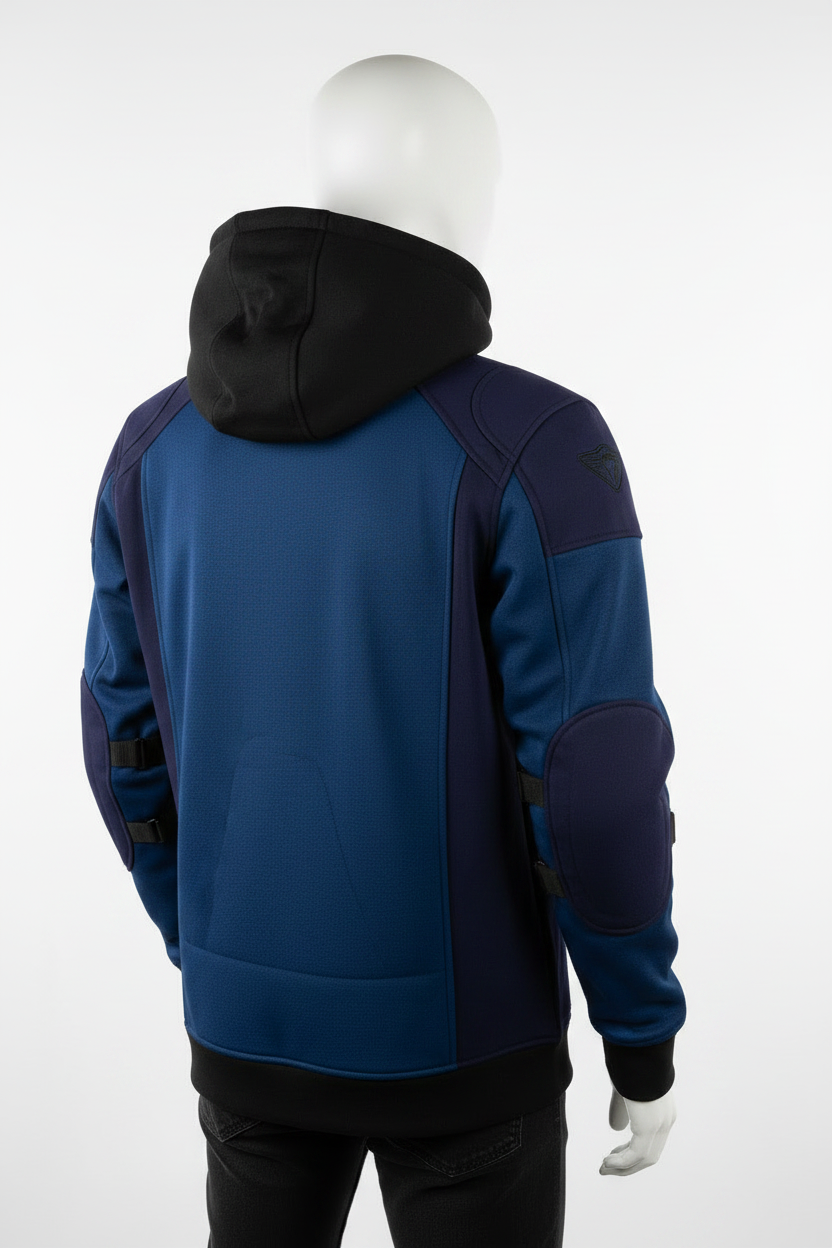 Kevlar Riding Hoodie – Back View Blue
