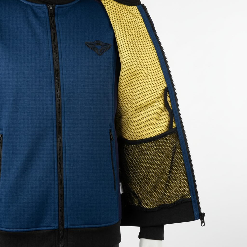 Kevlar Riding Hoodie – Fabric Close-up Blue